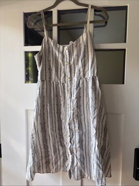 Old Navy Button-Front Striped Sundress in White & Black